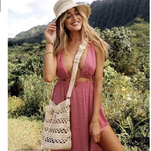 L*space x hanna montazami rafael pink cut out maxi dress cover-up small - Picture 2 of 8